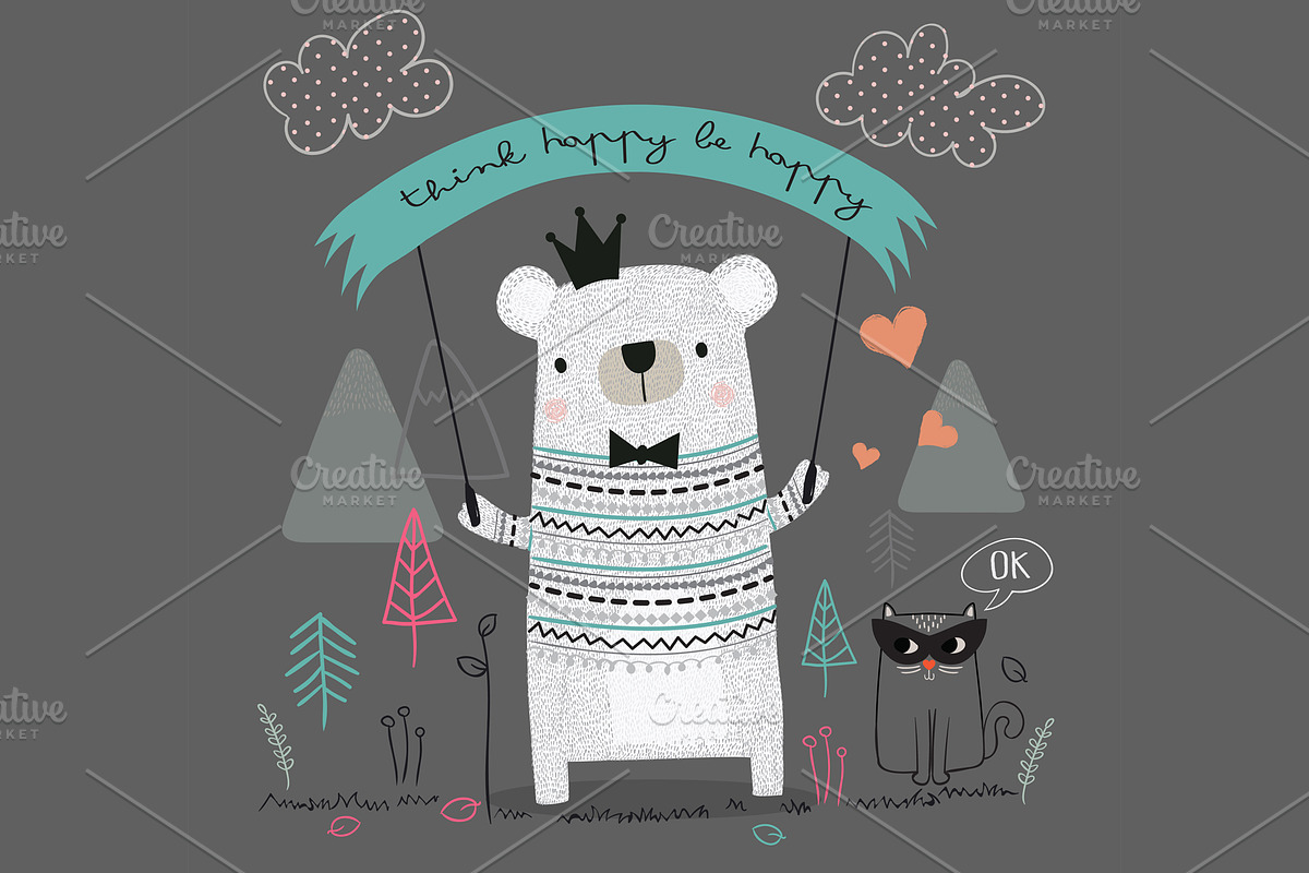 Cute baby bear vector.Teddy bear art, an Animal Illustration by StudioLondon (Photo 2 of 3)