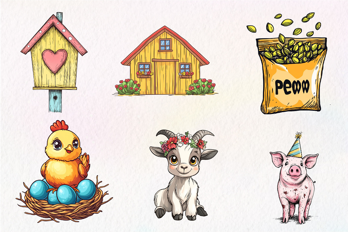 Cute Farm Garden Clipart, an Illustration by CreationArt (Photo 2 of 9)