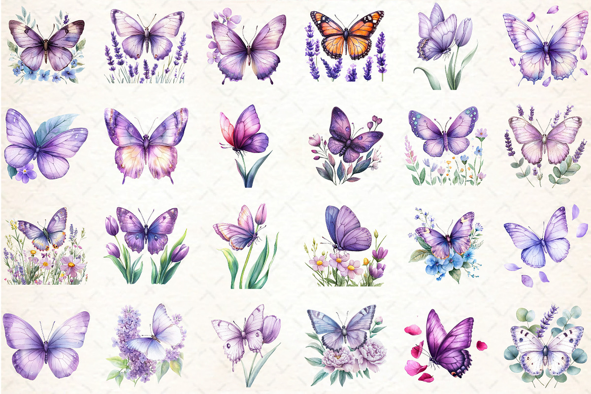 Watercolor Purple Spring Butterfly, an Illustration by DreamCafeArt (Photo 2 of 3)