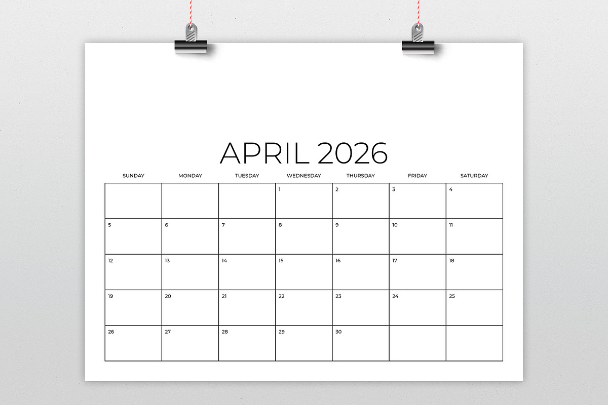 2026 8.5x11 Inch Blank Calendar Temp, a Stationery Template by Running With Foxes (Photo 2 of 8)