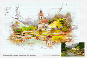 Watercolor Urban Sketcher PS Action, an Action Add-On by SlideSalad (Thumbnail 11 of 21)