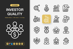 Investor Quality Icons, an Outline Icon by Spacepixel Creative