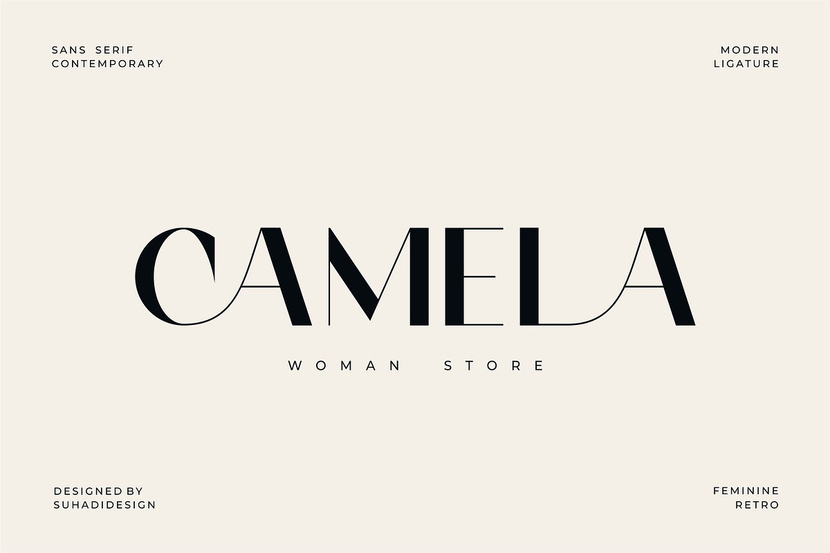 Camela Nabila - Modern Ligature Font, a Sans Serif Font by suhadidesign (Photo 6 of 15)