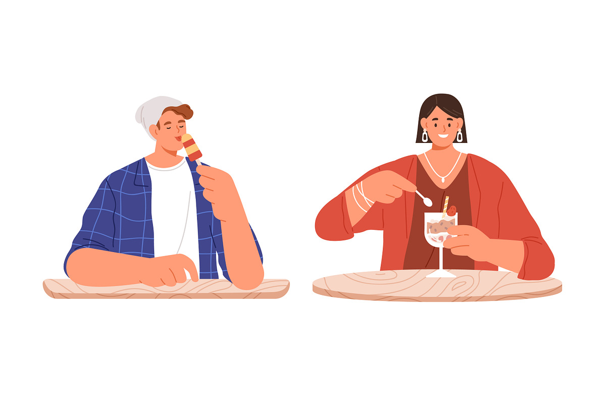 People eating desserts set + banner, a Food Illustration by Good Studio (Photo 5 of 8)