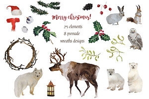 Christmas wreaths and winter animals