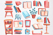 Vintage Books Watercolor Clipart, a Decorative Illustration by RabbitAndPencil (Thumbnail 11 of 12)