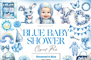 Blue Baby Shower Clipart, Its a Boy, a Decorative Illustration by BrushstrokeArtGB (Thumbnail 1 of 9)