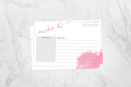 50% Off-Watercolor Recipe Cards 4x6