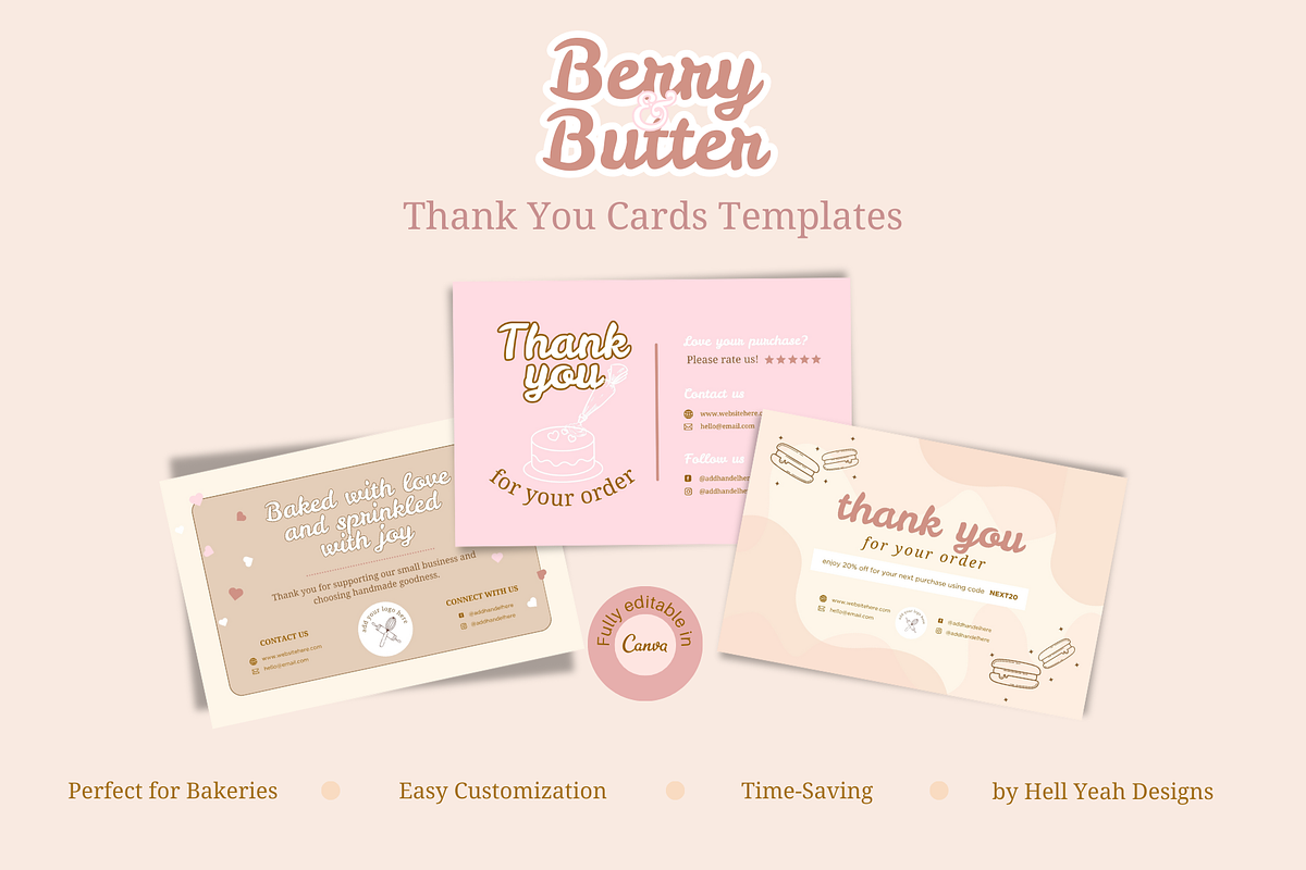 Bakery Thank You Cards Templates, a Card Template by Hell Yeah Designs (Photo 1 of 5)