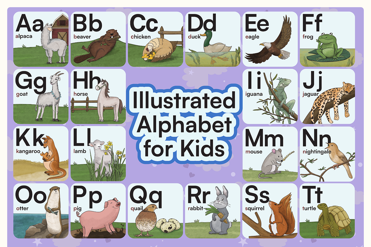 Printable Animal Alphabet For Kids, an Education Illustration by Curiouss (Photo 1 of 10)