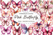 Pink Butterfly Clipart, an Illustration by designcity5 (Thumbnail 1 of 5)