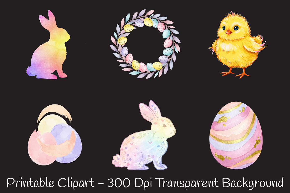 Pastel Brushstroke Easter PNG Bundle, an Illustration by RobertsArt (Photo 3 of 7)