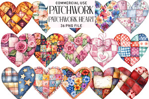 Patchwork Heart Valentine's Day Clip, an Illustration by Daily.Designs