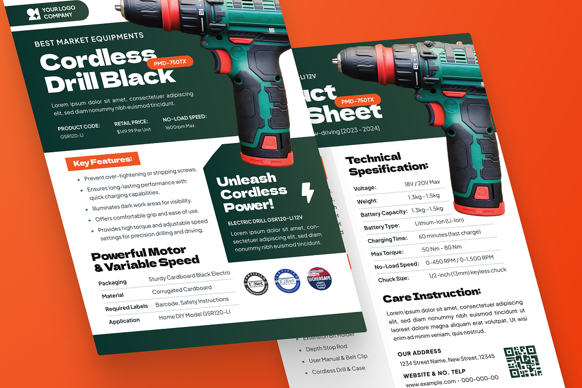 Cordless Drill Data Sheet, a Flyer Template by MMPixelCraft (Photo 2 of 6)