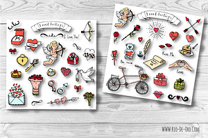 90 Hand Drawn Love Elements&Symbols