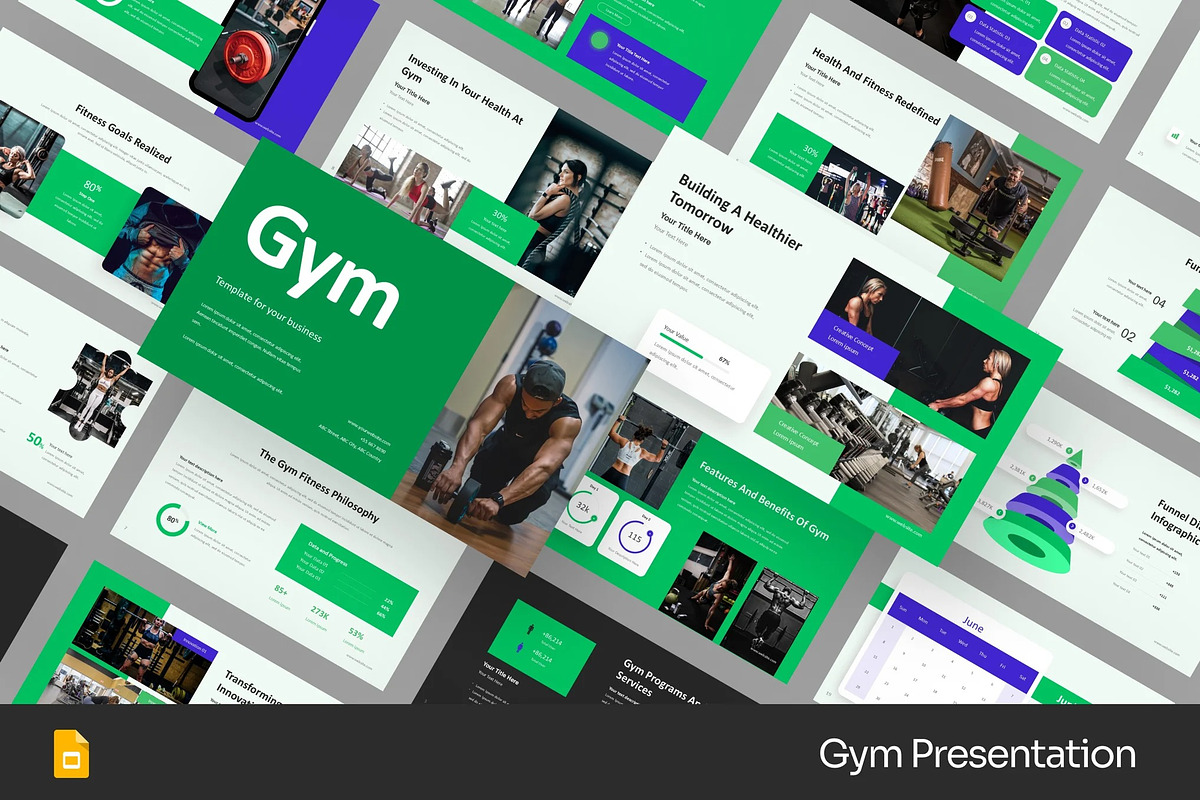 Gym & Fitness Google Slides, PPoint