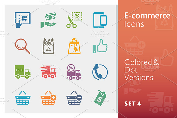 E Commerce Icons Set 4 Colored