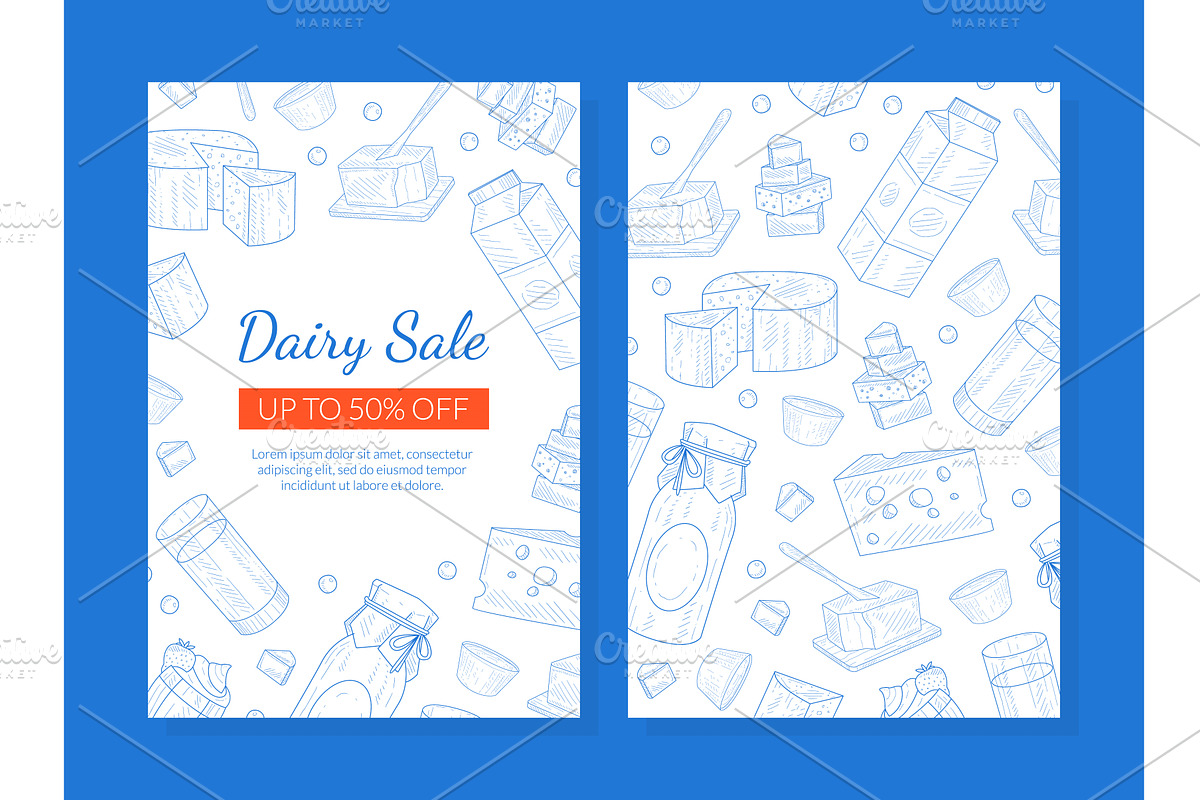 Dairy Sale Card Template, Natural, a Food Illustration by TopVectors