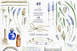 Lavender WATERCOLOR Clipart Set