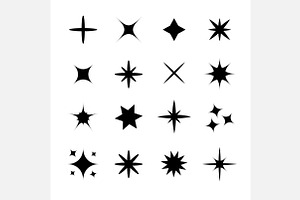 Stars Sparkles sign symbol set White