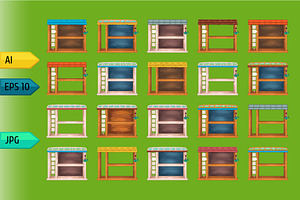 Game wooden shelf windows set
