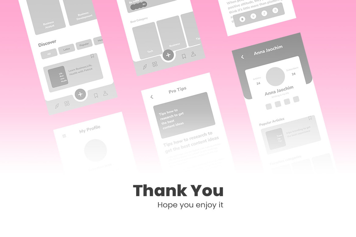 Writer Article Wireframe Apps, a Wireframe Template by INSPR STD (Photo 3 of 6)