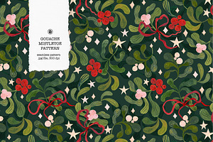 Gouache Christmas Mistletoe Pattern, a Pattern Graphic by Webvilla Studio