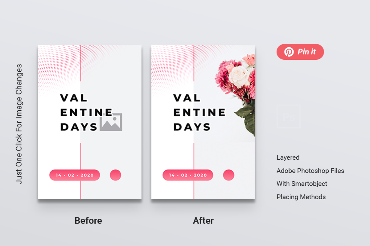 Happy Valentines Day Pinterest Post, a Social Media Template by Rahardi Creative (Photo 4 of 6)