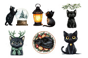 Christmas Black Cat Clipart Bundle, an Illustration by Daily.Designs (Thumbnail 3 of 5)