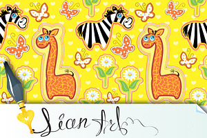 Seamless Pattern With Cartoon Animal