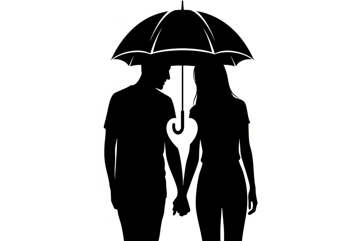 50 Couple Umbrella Silhouette Bundle, an Illustration by Designs_River (Photo 28 of 51)