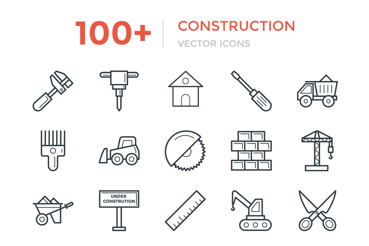 100+ Construction Vector Icons, an Outline Icon by Vectors Market (Photo 1 of 3)