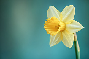 Closeup of a golden yellow daffodil, a Photo by Pavel_design