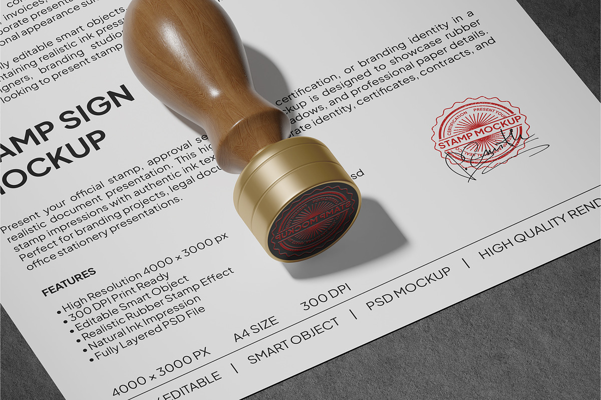 Stamp Sign Mockup, a Books & Magazine Mockup by Permadi Creative (Photo 4 of 5)