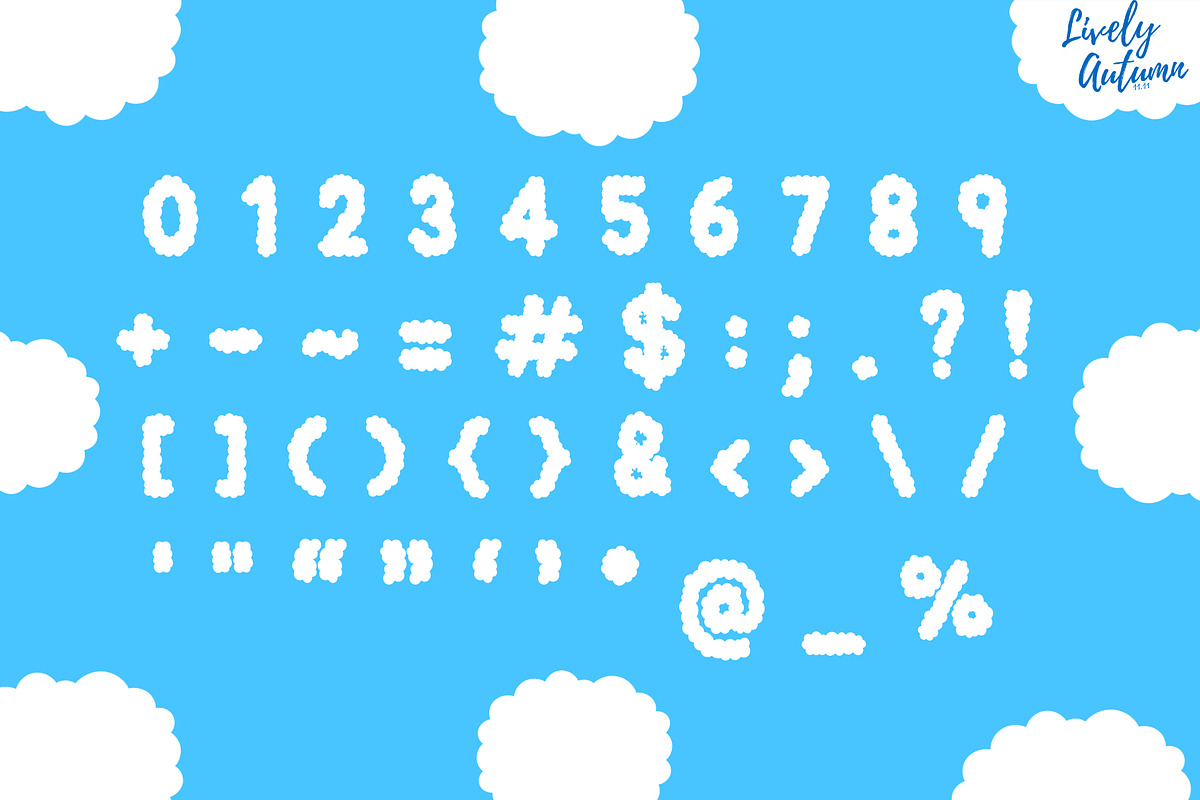 Cloudy Font | Fluffy cloud font, a Sans Serif Font by LivelyAutumn11.11 (Photo 3 of 4)