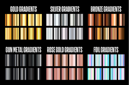 Set of 60 Metallic Gradients .AI, a Gradient Add-On by P-G-H