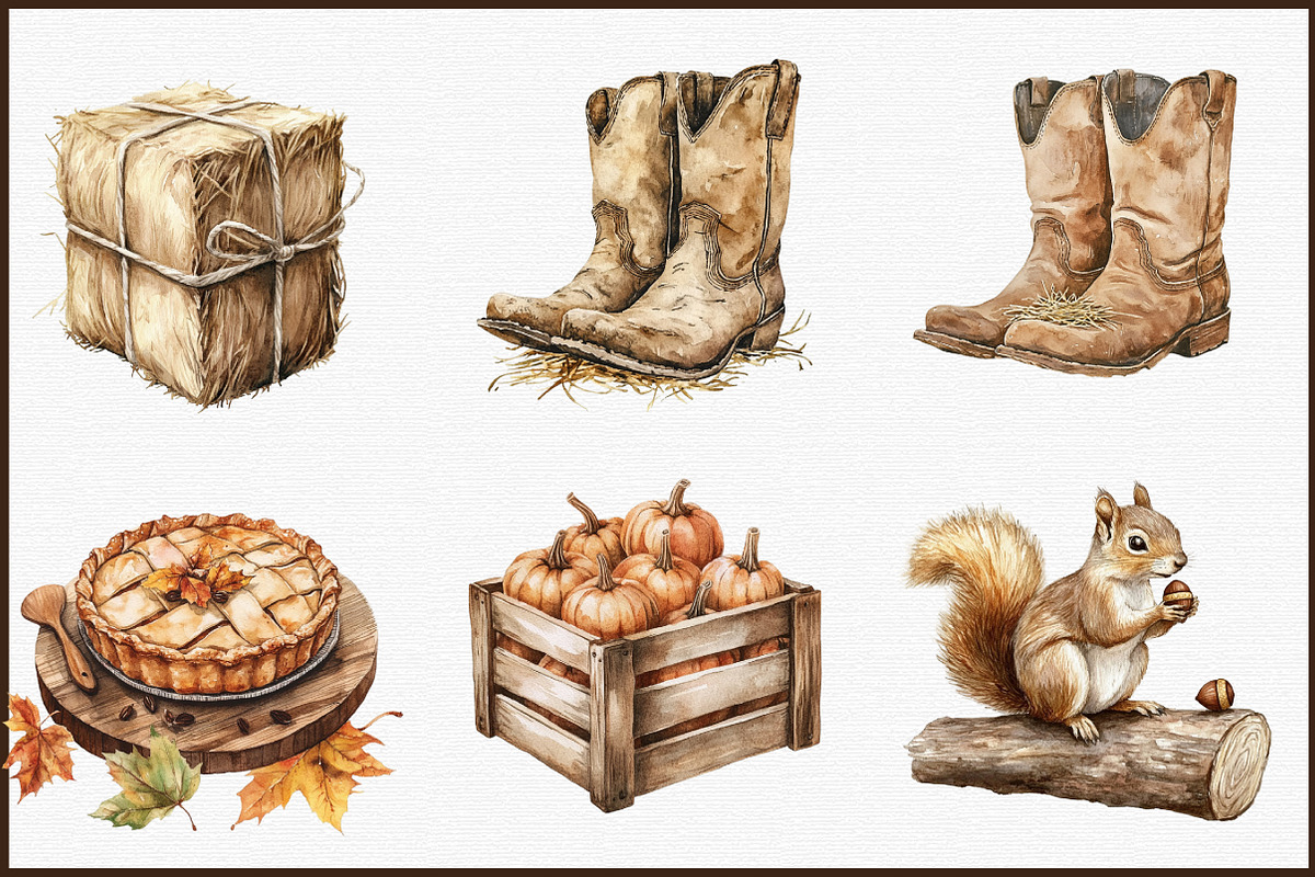 Sepia Autumn Farm Clipart, an Illustration by Sublimation Artist (Photo 3 of 6)