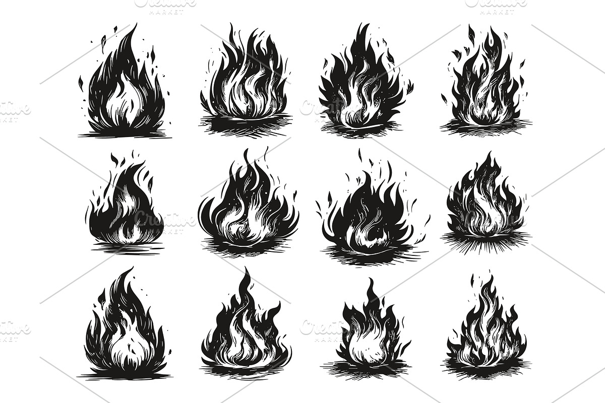 Flame And Fire Hand Drawn, an Object Illustration by LadadikArt