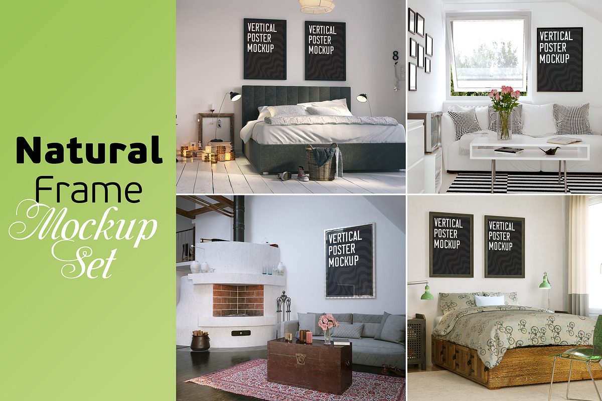 Natural Frame Mockup Set, an Advertising Mockup by PSD Market (Photo 1 of 13)