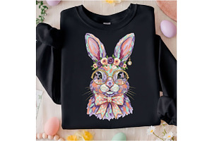 Floral Brushstroke Easter Bunny Png, an Illustration by Designking