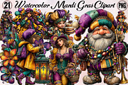Watercolor Mardi Gras Clipart Bundl, an Illustration by SVGArt (Thumbnail 1 of 8)