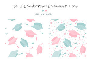Gender Reveal Graduate Patterns Set, a Pattern Graphic by Toltemara