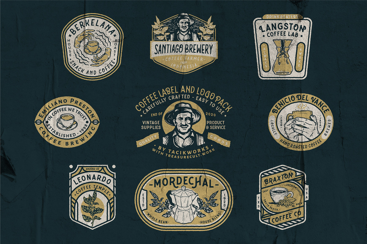 Coffee Label and Logo Pack, a Branding & Logo Template by Wortfice (Photo 3 of 8)
