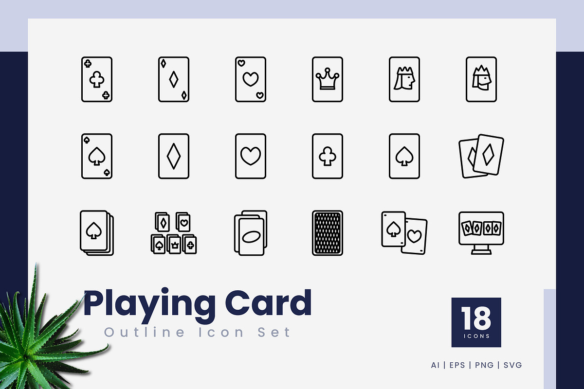 Playing Card Outline Icons, an Outline Icon by Zeer Graphic
