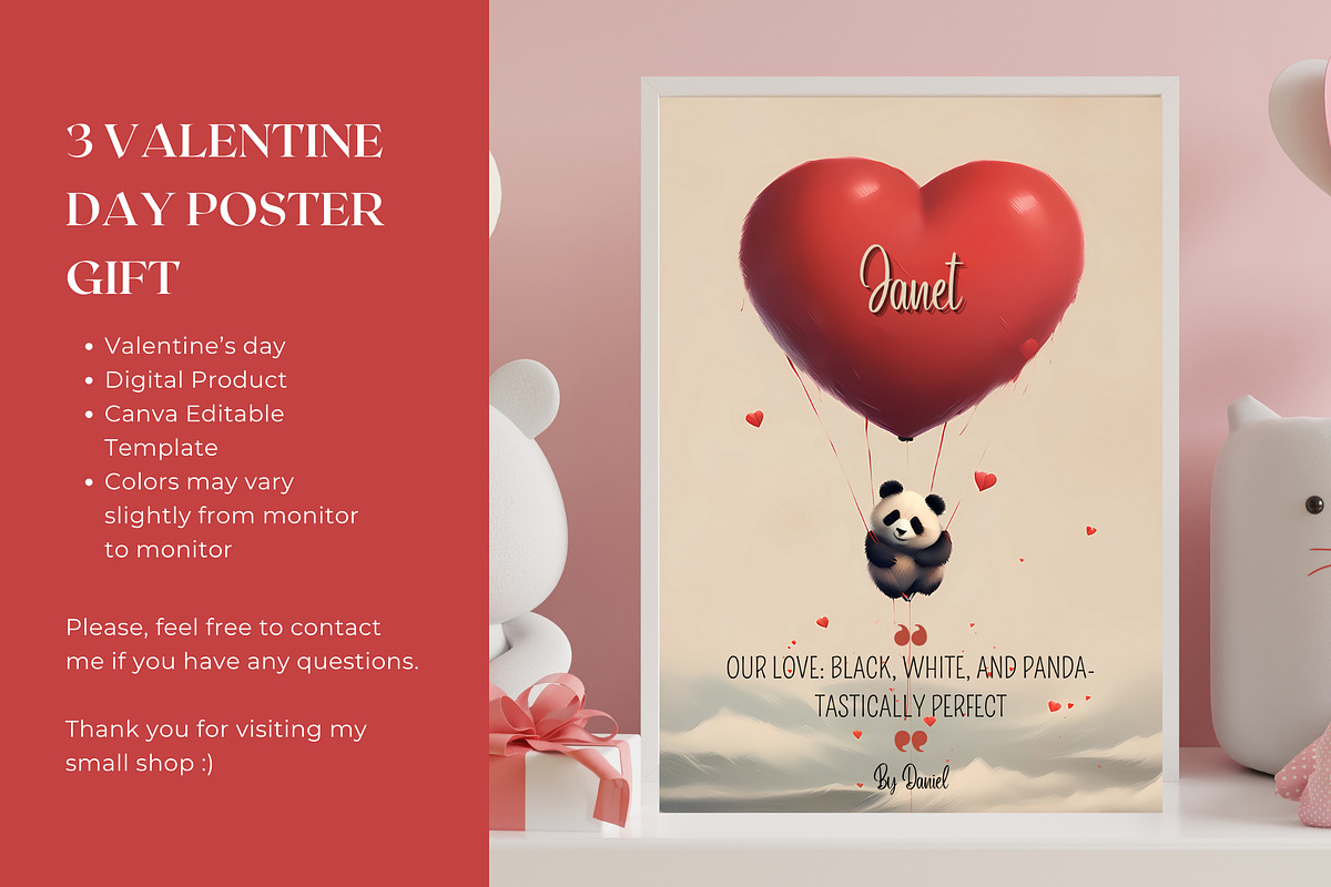 3 Editable Canva Valentine Posters, a Poster Template by The Dark Matter Art (Photo 2 of 6)