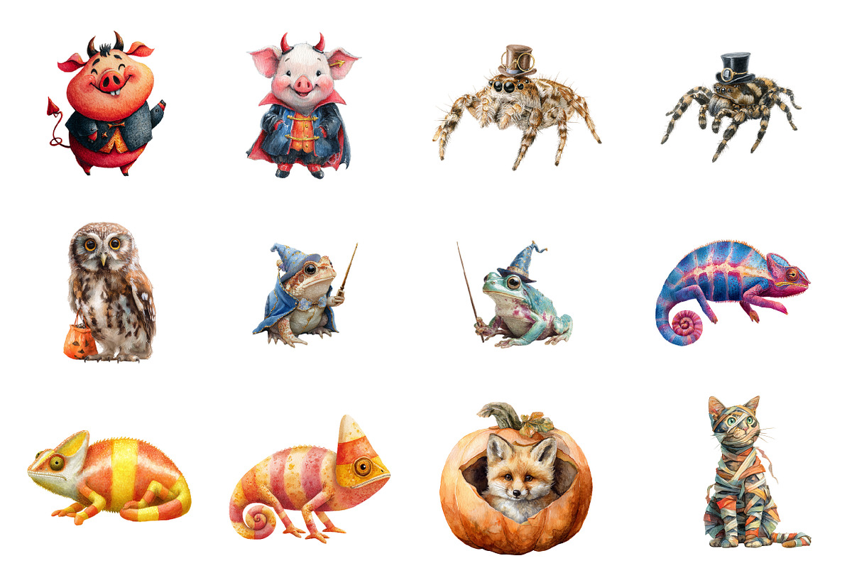 Quirky Halloween Animals Clipart, an Illustration by Design Market (Photo 3 of 3)