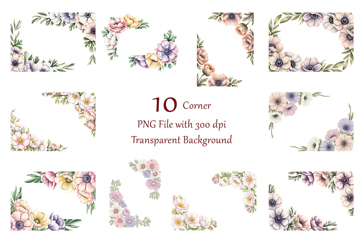 Anemone Watercolor Floral Clipart, a Decorative Illustration by ForhadGFX (Photo 8 of 14)