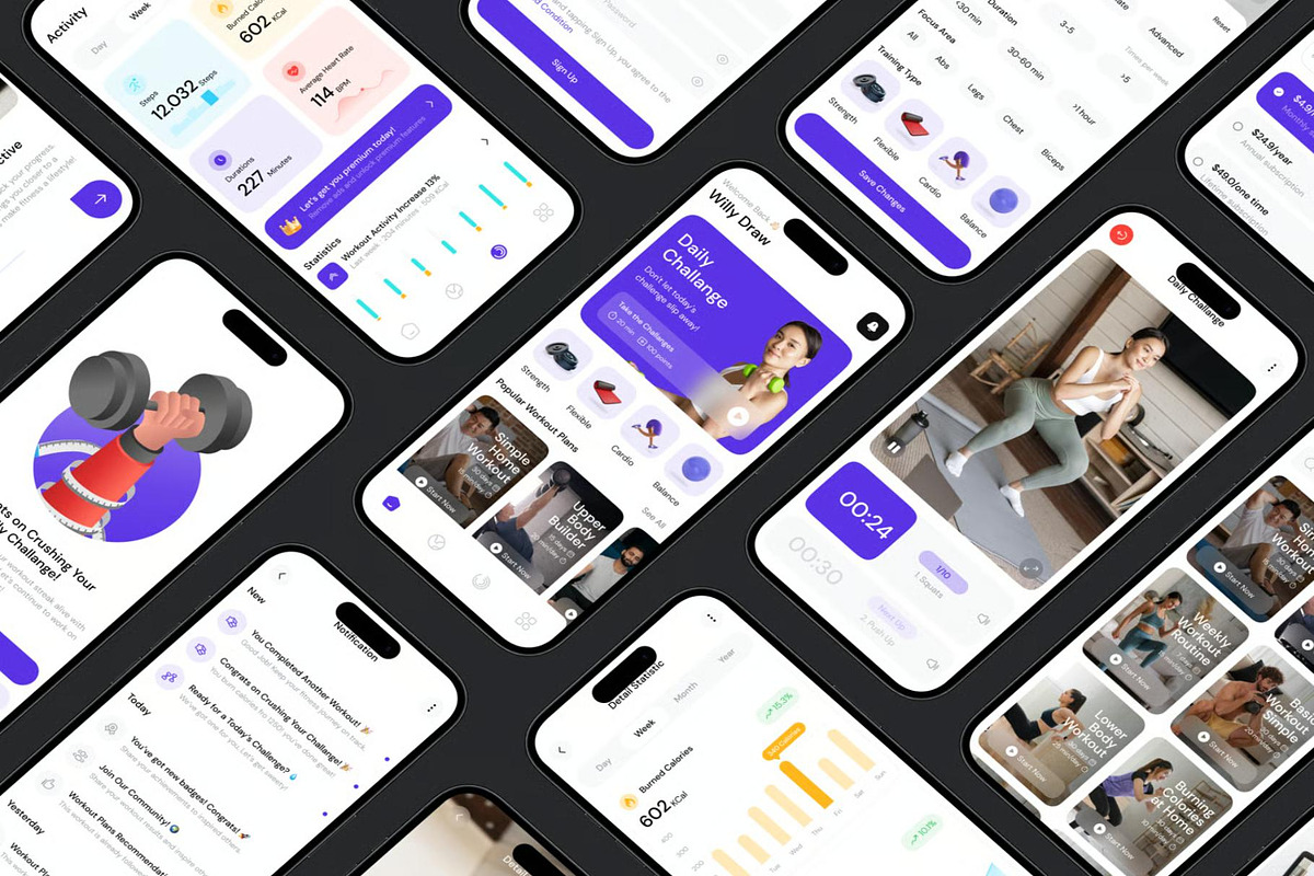 SuperFit Workout Fitness Mobile App, an UI Kit Template by Lumina_ui_ux202 (Photo 7 of 7)