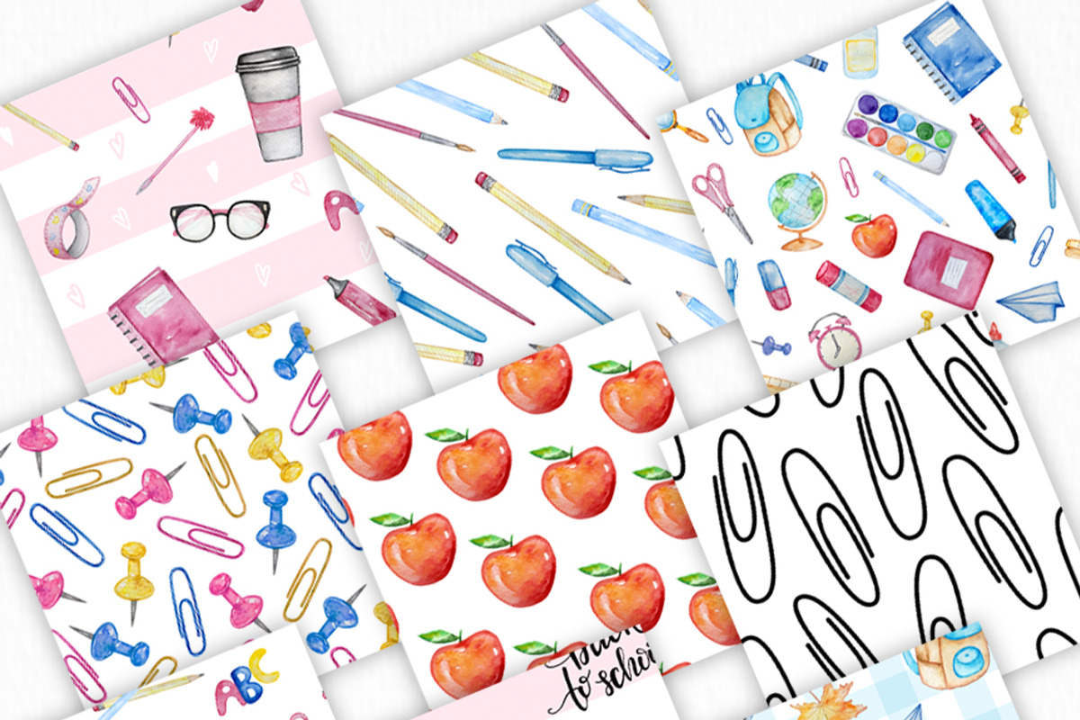 Watercolor School Seamless Patterns, a Pattern Graphic by SvetaArtStore (Photo 3 of 6)