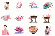 Watercolor Japanese Summer Clipart, an Illustration by Designworld (Thumbnail 4 of 4)